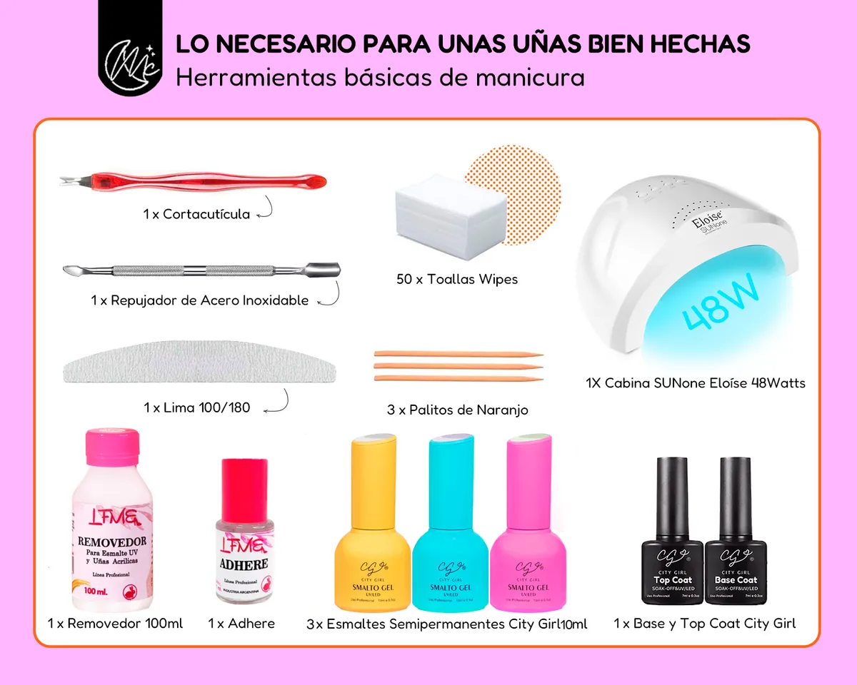 Kit Inicial X16u Cabina Led Uv 48w Gel Uñas Semipermanentes