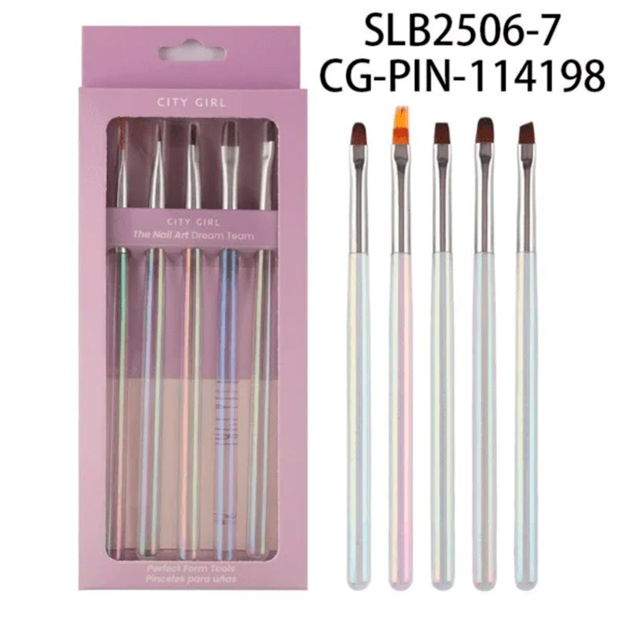 SET DE PINCELES NAIL ART CITY GIRL – 5PCS