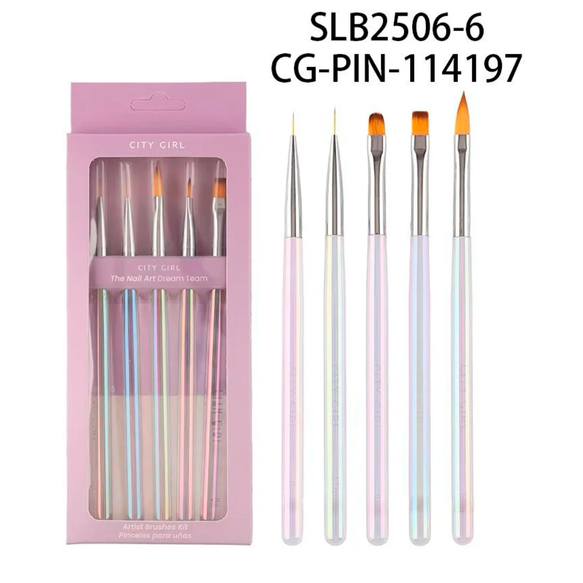 SET DE PINCELES NAIL ART CITY GIRL – 5PCS