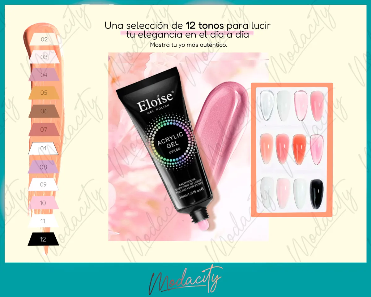 Kit X3 Polygel Semipermanente Torno Cabina Uv Led Uñas Gel Color