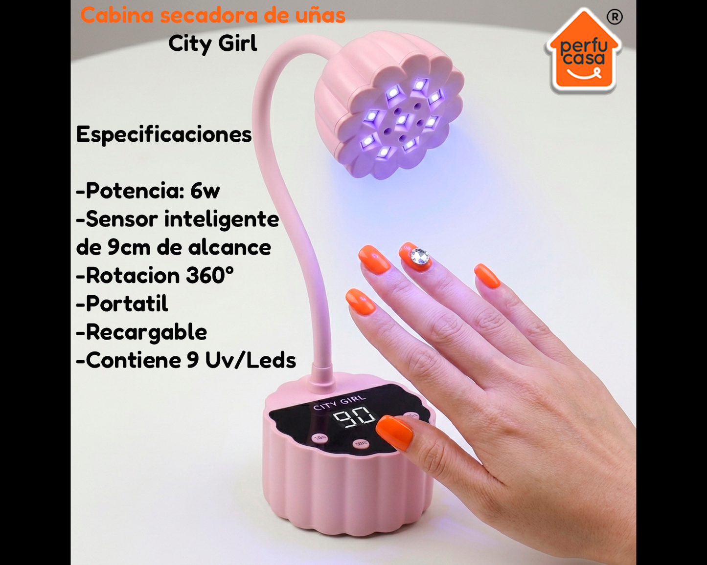 Cabina City Girl Uv Led Inalambrica Soft Gel 6w Flexible