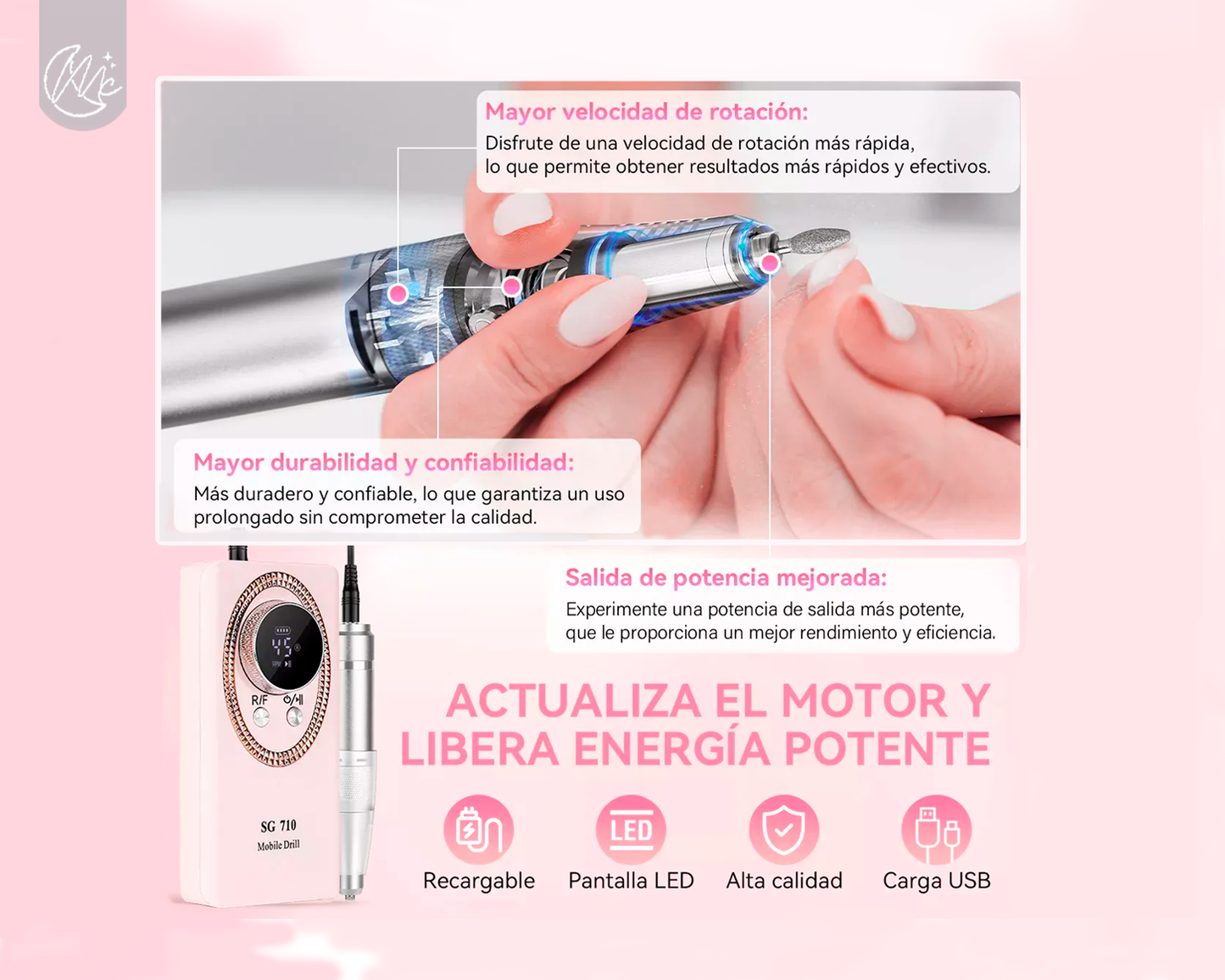 Torno Lapiz Inalambrico Uñas Manicura Pedicura Profesional