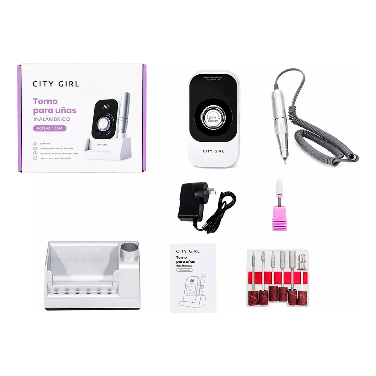 Torno City Girl Inalámbrico Dm-220 Para Manicura Y Pedicura