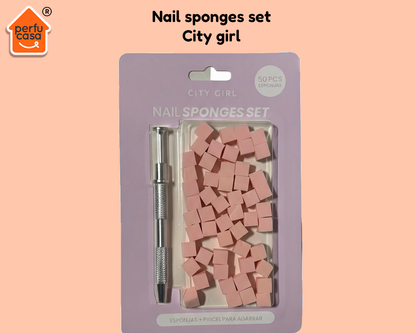Kit Difuminar City Girl Uñas Pinza Para Agarrar Con 50 Esponjas Color Surtido Manicura Semipermanente Pediura Gel