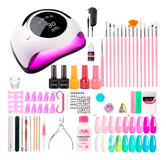 Kit Manicura Semipermanente Uñas Gel Completo Cabina Uv Led Blanco