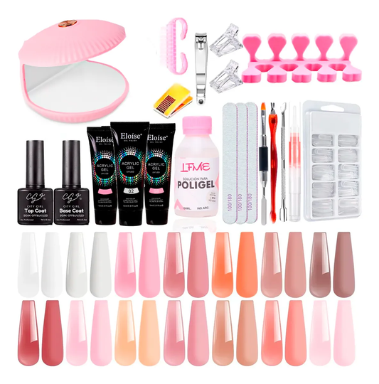 Kit X3 Polygel Semipermanente Completo Cabina Uv Led Uñas Colores