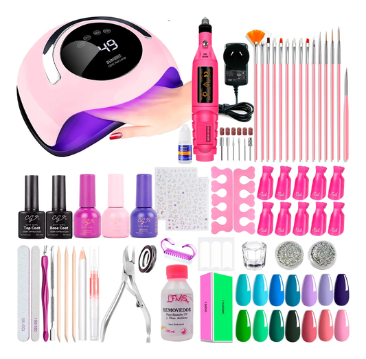 Kit Uñas X60 Manicura Semipermanente Torno Cabina Completo Cabina 120w Sun Bq5t