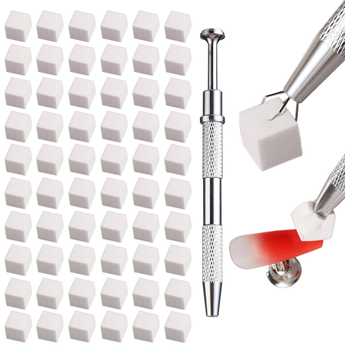 Kit Difuminar Uñas Pinza Para Agarrar Con 100 Esponjas Color Surtido Manicura Semipermanente Pediura Gel