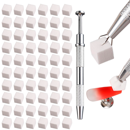 Kit Difuminar Uñas Pinza Para Agarrar Con 100 Esponjas Color Surtido Manicura Semipermanente Pediura Gel