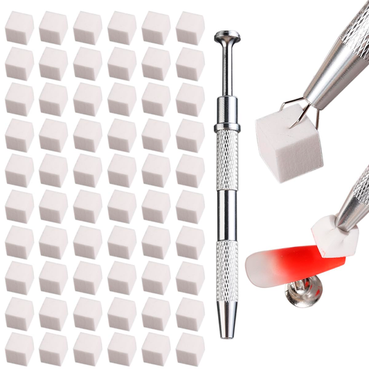 Kit Difuminar Uñas Pinza Para Agarrar Con 100 Esponjas Color Surtido Manicura Semipermanente Pediura Gel