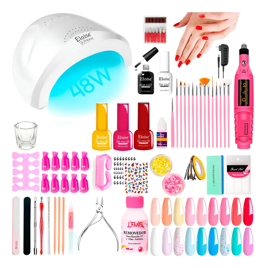 Kit Manicura Completo X60u Semipermanente Cabina Uv Led Uñas Blanco