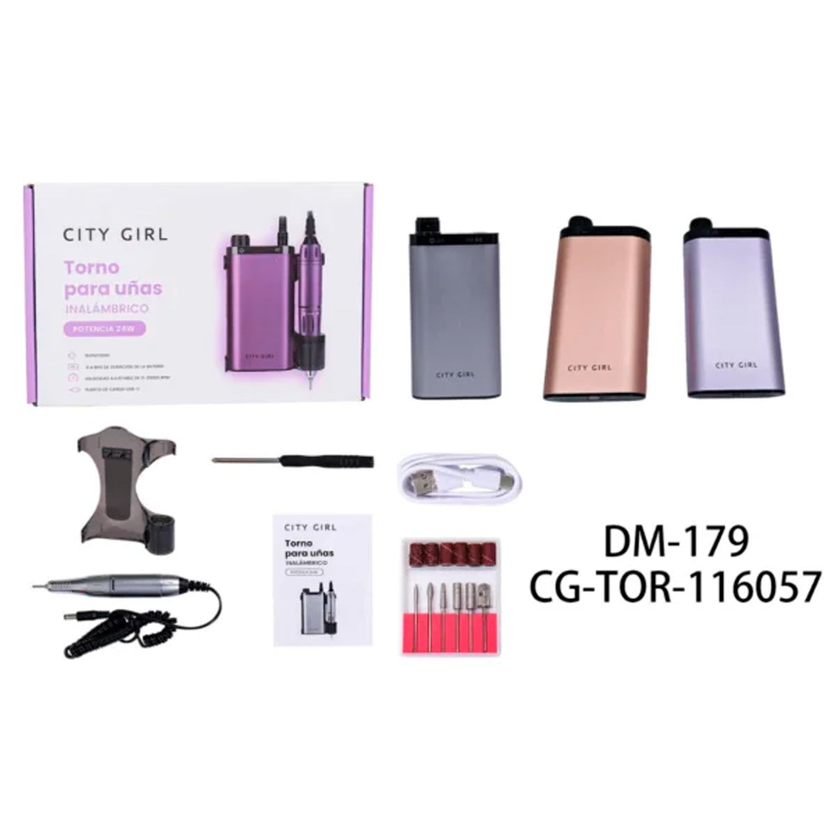 TORNO INALAMBRICO PARA UÑAS CITY GIRL 24W CON USB
