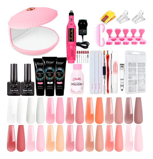 Kit X3 Polygel Semipermanente Torno Cabina Uv Led Uñas Gel Color