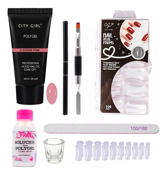 Kit Polygel Uñas Semipermanentes Manicura Tips Solucion