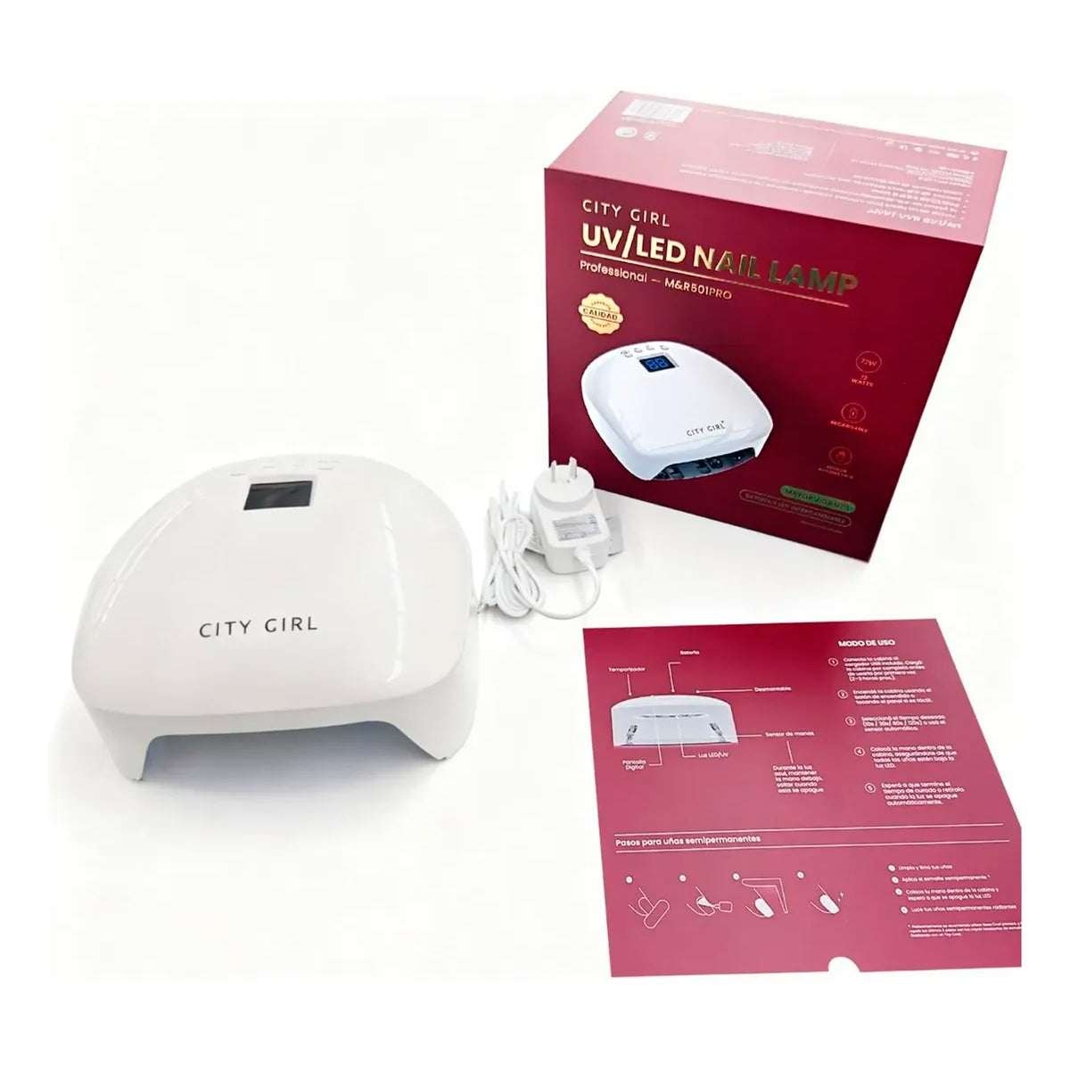 Cabina Inalámbrica Uñas Gelificadas Pro 72w City Girl Uv Led