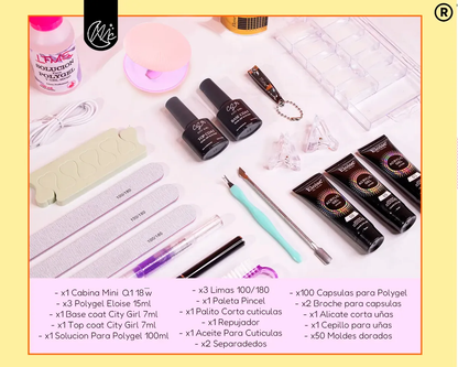 Kit X3 Polygel Semipermanente Completo Cabina Uv Led Uñas Colores