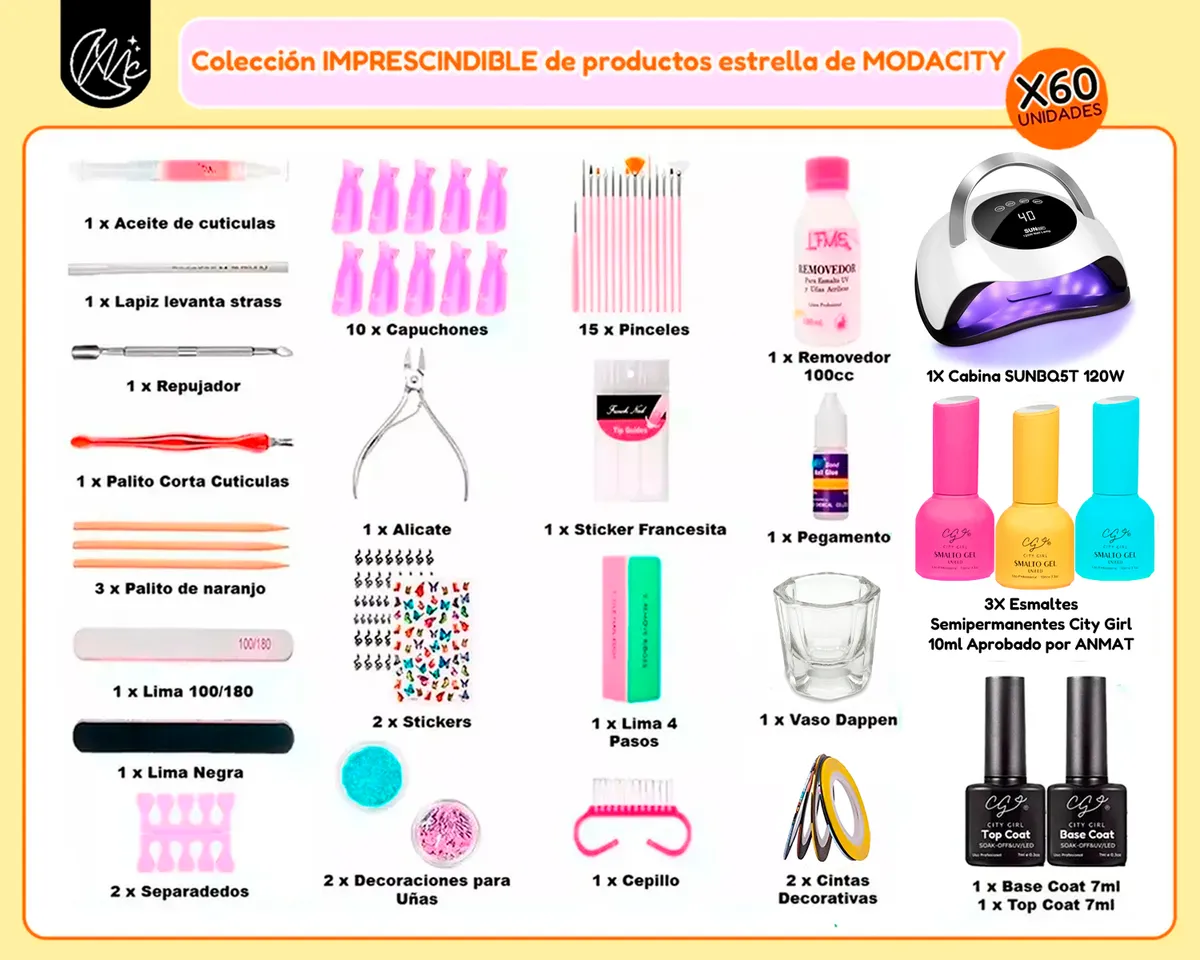 Kit Manicura Semipermanente Uñas Gel Completo Cabina Uv Led Blanco