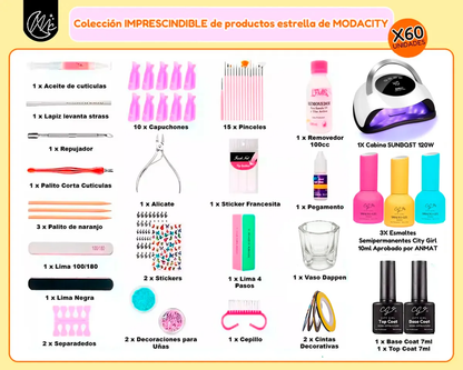 Kit Manicura Semipermanente Uñas Gel Completo Cabina Uv Led Blanco
