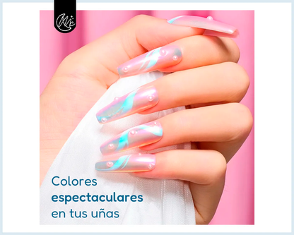 Polvo Efecto Aurora Eloise X6 Uñas Brillo Tornasol Espejo Aurora