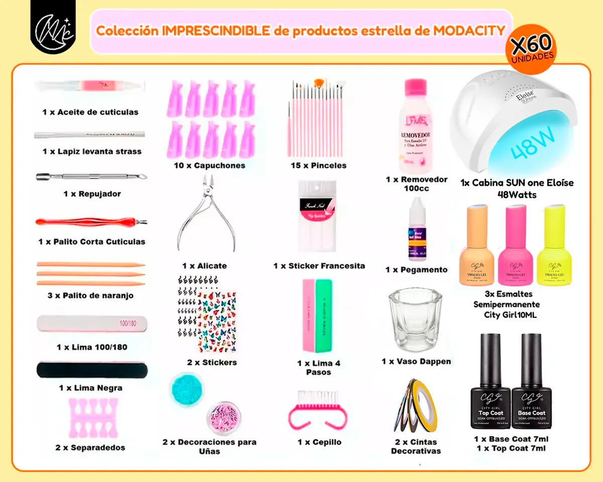 Kit Uñas Gelificadas Manicura Semipermanente Cabina Uv Led