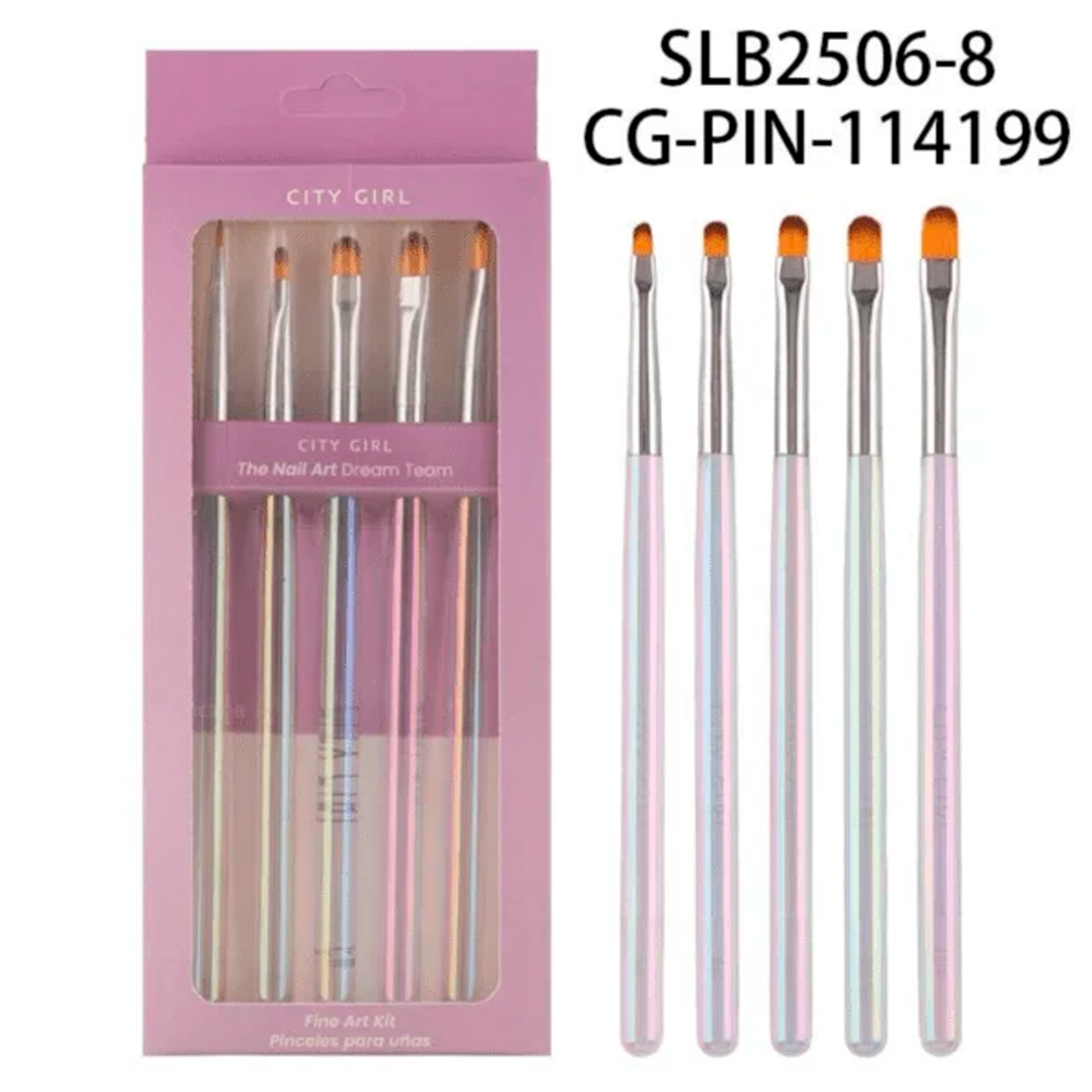 SET DE PINCELES NAIL ART CITY GIRL – 5PCS