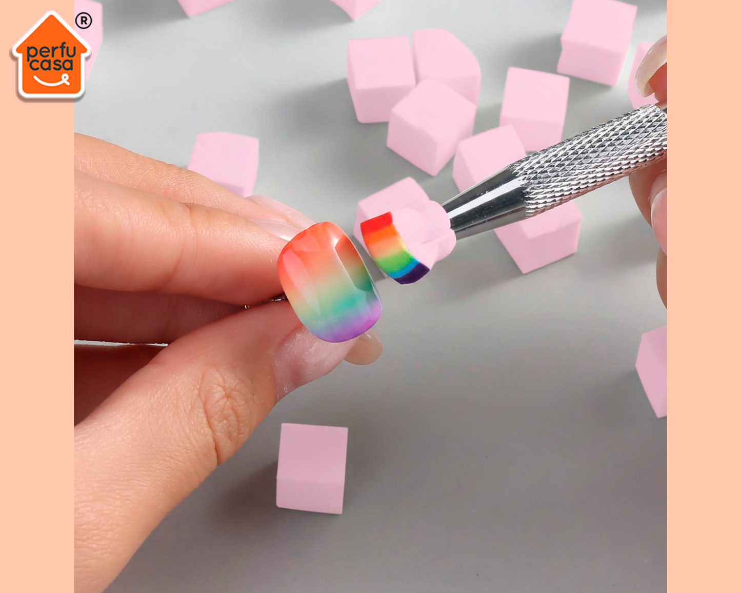 Kit Difuminar Uñas Pinza Para Agarrar Con 100 Esponjas Color Surtido Manicura Semipermanente Pediura Gel