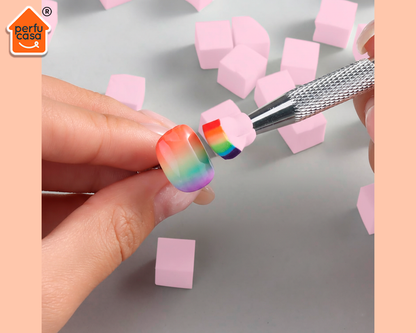Kit Difuminar Uñas Pinza Para Agarrar Con 100 Esponjas Color Surtido Manicura Semipermanente Pediura Gel