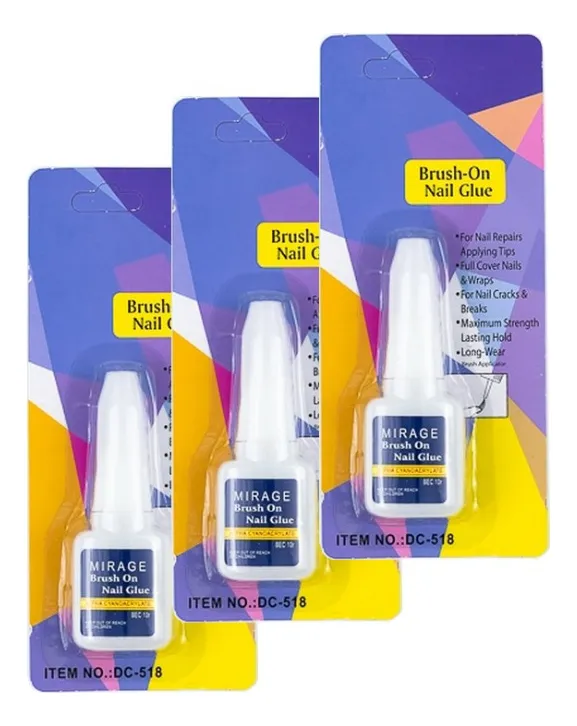 Pegamento X 3 Unid Nail Glue Uñas Tips Strass Con Pincel