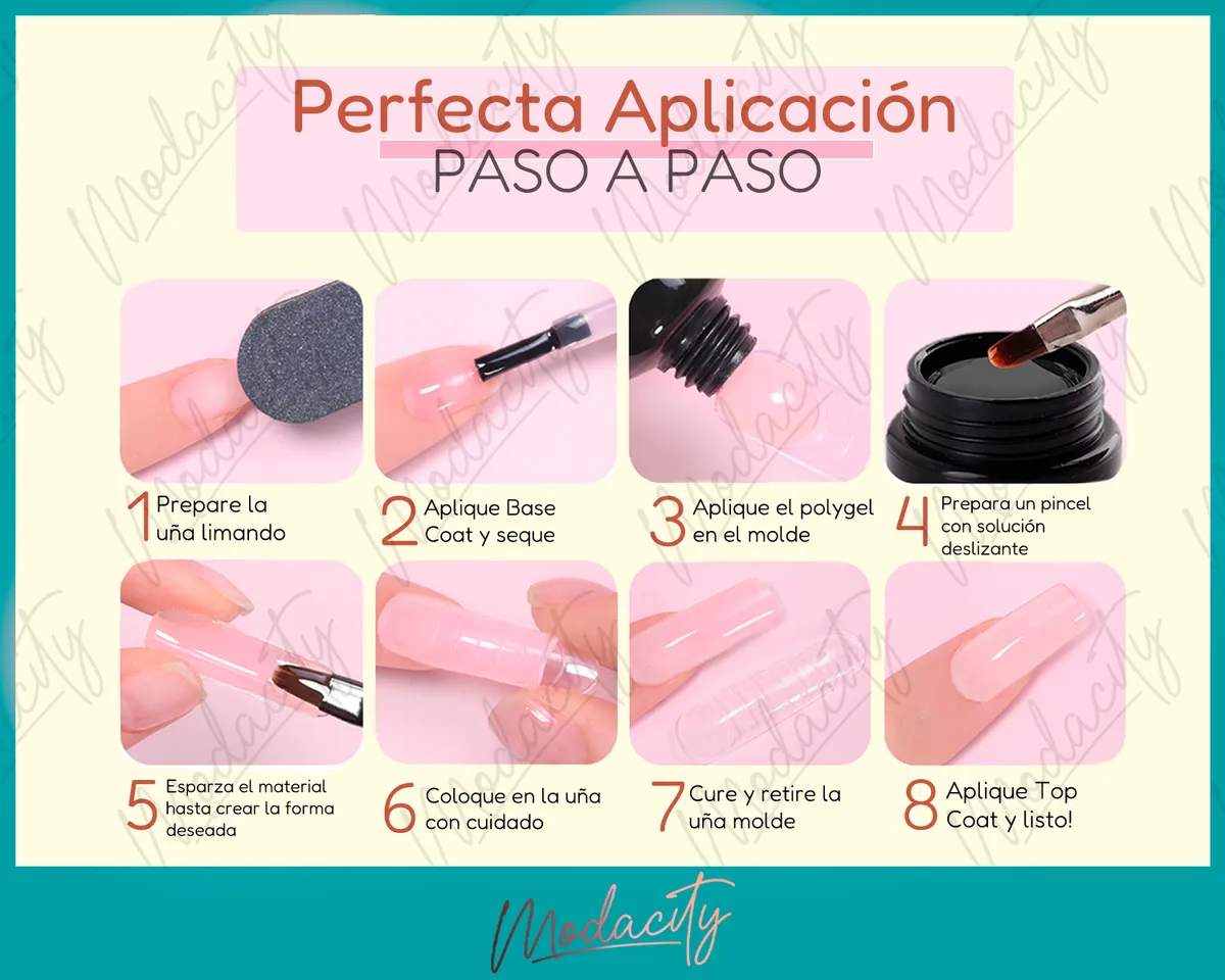 Kit X3 Polygel Semipermanente Completo Cabina Uv Led Uñas Colores