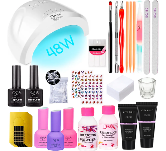 Kit Uñas Semipermanente X29u Cabina Tono Poligel Decoracion