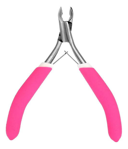 Alicate Corta Cuticula Uñas Mango Rosa Acero Inoxidable Pro