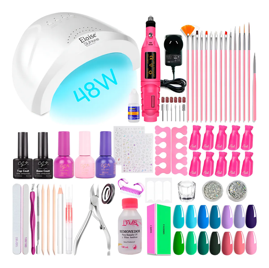 Kit Uñas X60 Manicura Semipermanente Torno Cabina Completo Cabina 48w Sun One