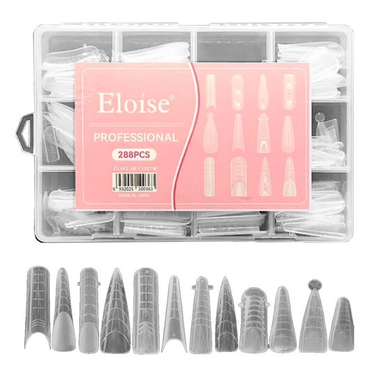Caja 288 Moldes Cápsulas Transparentes Uñas Acrílicas Esculpidas Polygel 12 Modelos