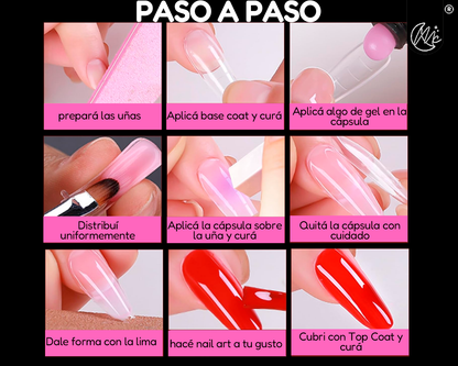 Caja 288 Moldes Cápsulas Transparentes Uñas Acrílicas Esculpidas Polygel 12 Modelos