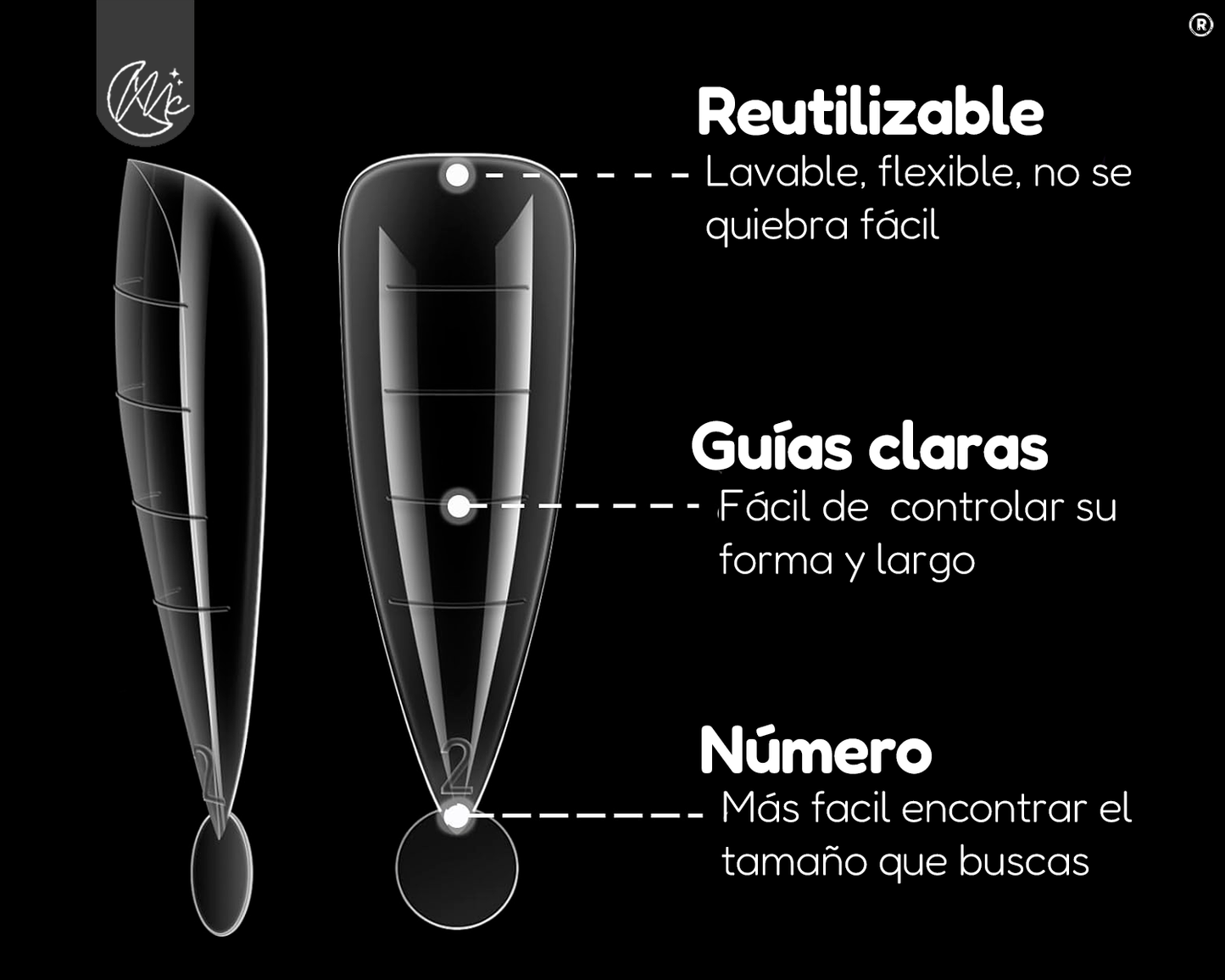 Caja 288 Moldes Cápsulas Transparentes Uñas Acrílicas Esculpidas Polygel 12 Modelos