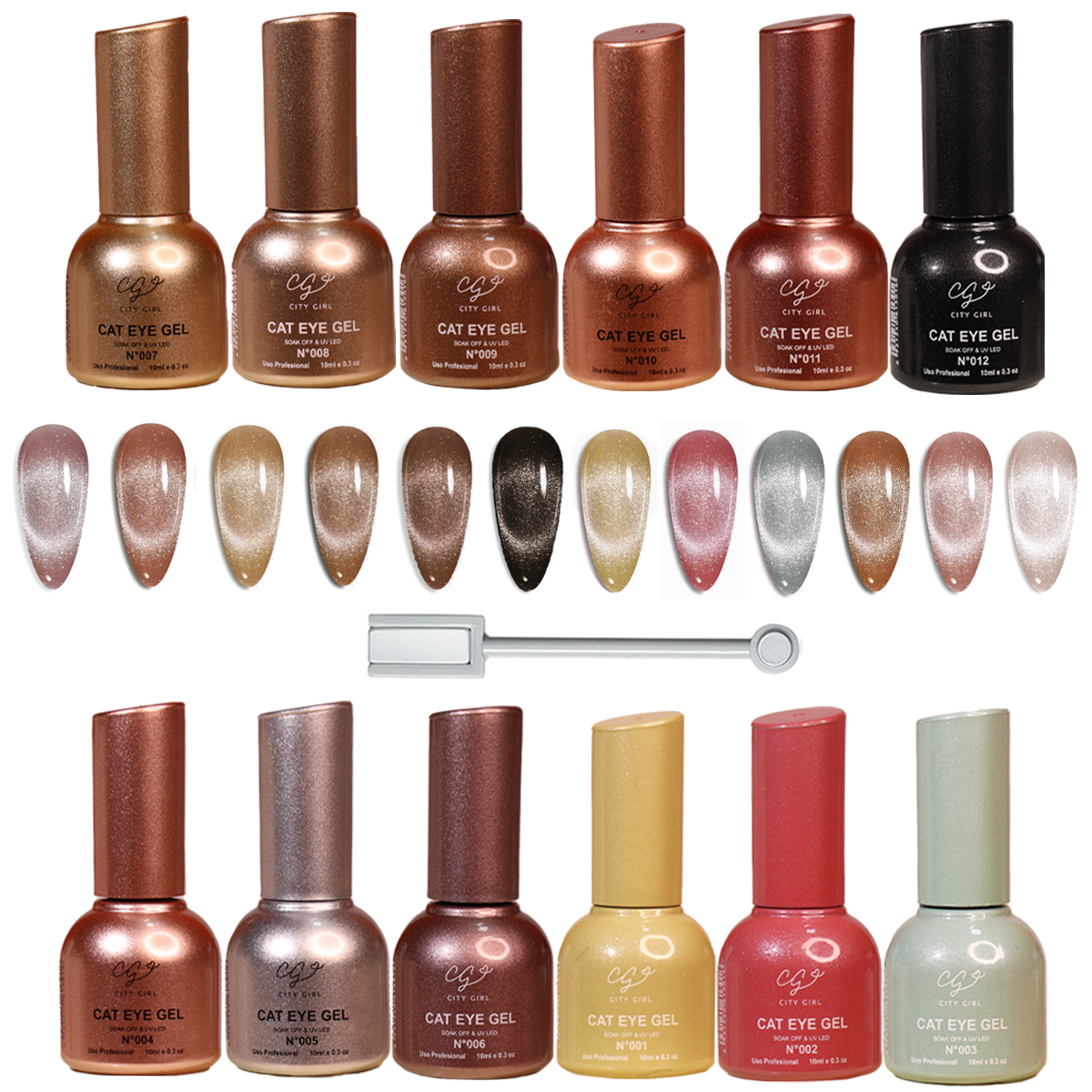 Kit X12 Esmalte Ojo De Gato City Girl 10ml Semipermanente Uv