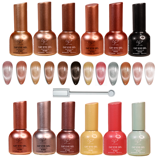 Kit X12 Esmalte Ojo De Gato City Girl 10ml Semipermanente Uv
