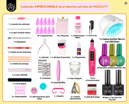 Kit Uñas X60 Manicura Semipermanente Torno Cabina Completo Cabina 48w Sun One