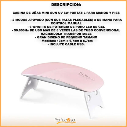 Cabina Sun Mini Led Uv 6w Para Uñas Gelificadas