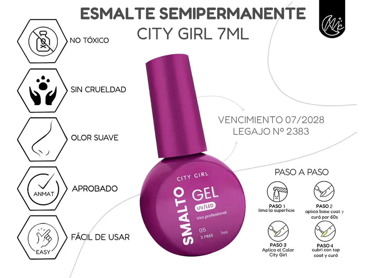 Kit 12 Esmaltes Semipermanentes City Girl 7ml Aprobado Anmat