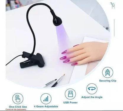 Lámpara Cabina Uv Led Clip Broche Flexible 360 Uñas Soft Gel