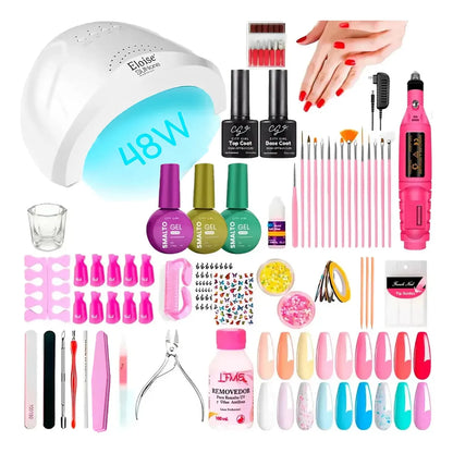 Kit Uñas X60 Manicura Semipermanente Torno Cabina Completo Cabina 48w Sun One