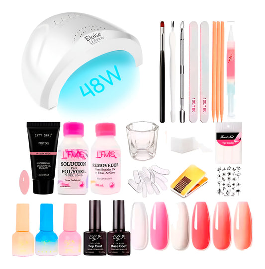 Kit Manicura Uñas Semipermanentes Polygel 29u Cabina Uv Led