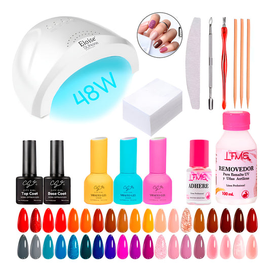 Kit Inicial X16u Cabina Led Uv 48w Gel Uñas Semipermanentes