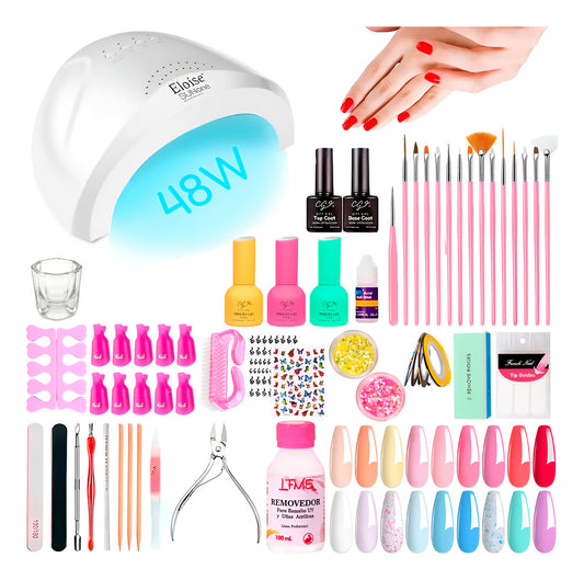 Kit Uñas Gelificadas Manicura Semipermanente Cabina Uv Led