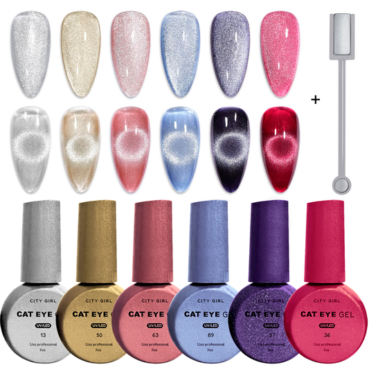 Esmaltes Uñas Gelificadas Efecto Cat Eye Ojo Gato Espejo X6