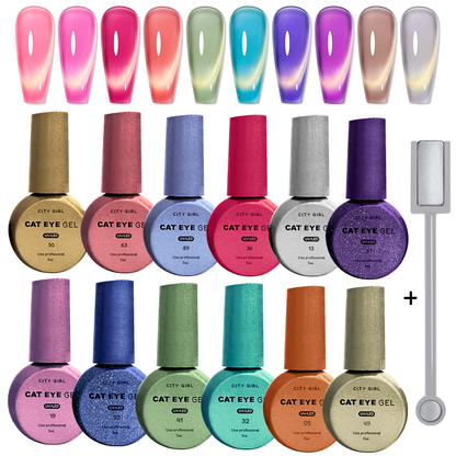 Esmaltes Uv Uñas Efecto Cat Eye Ojo Gato Espejado X12 + Imán