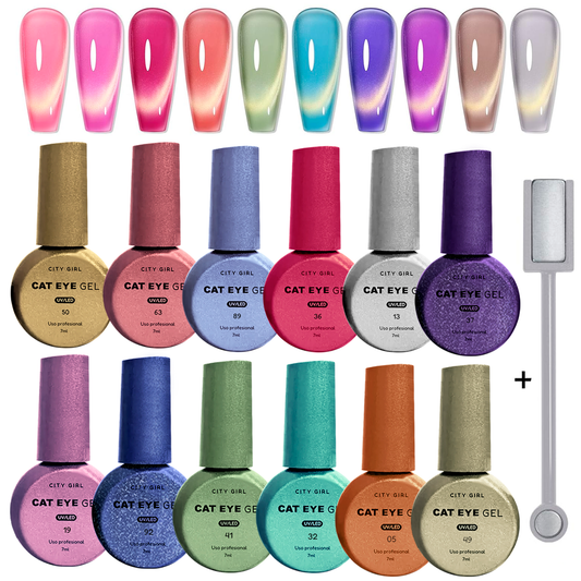 Esmaltes Uv Uñas Efecto Cat Eye Ojo Gato Espejado X12 + Imán