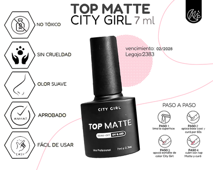 Esmalte Top Coat Efecto Matte Semipermanente City Girl 7ml