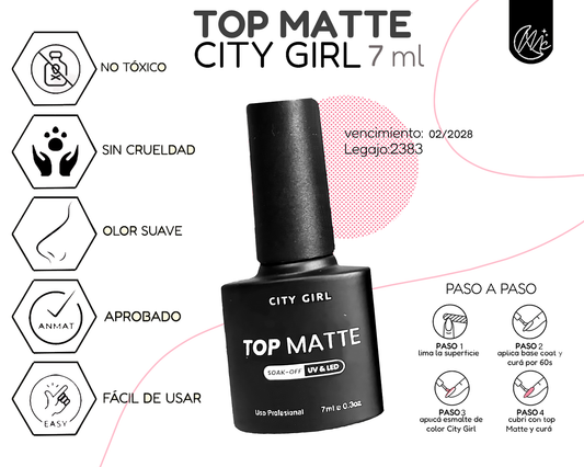 Esmalte Top Coat Efecto Matte Semipermanente City Girl 7ml